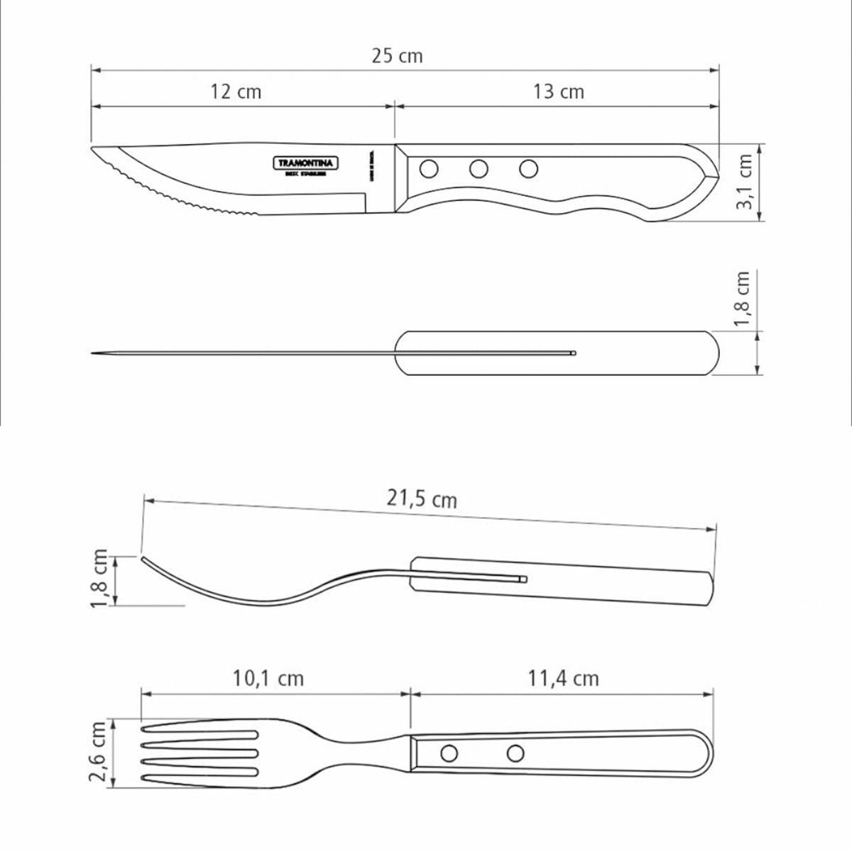 Jogo de Talheres para Churrasco Jumbo Tramontina Castanho Polywood 12 Peças