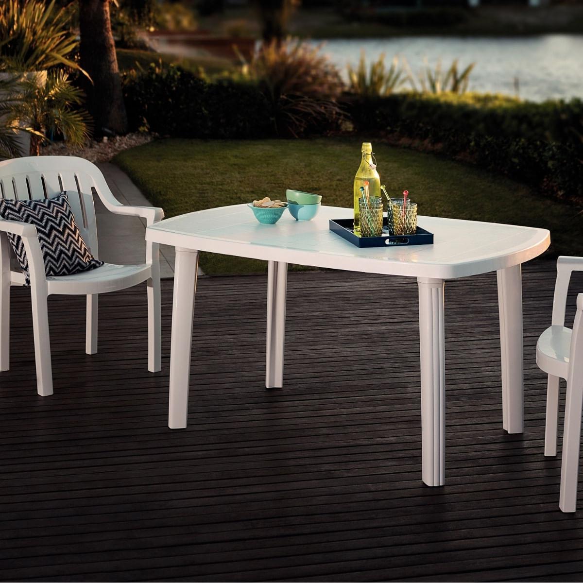 Mesa Tramontina Camboriú Branca 136x84 cm em Polipropileno