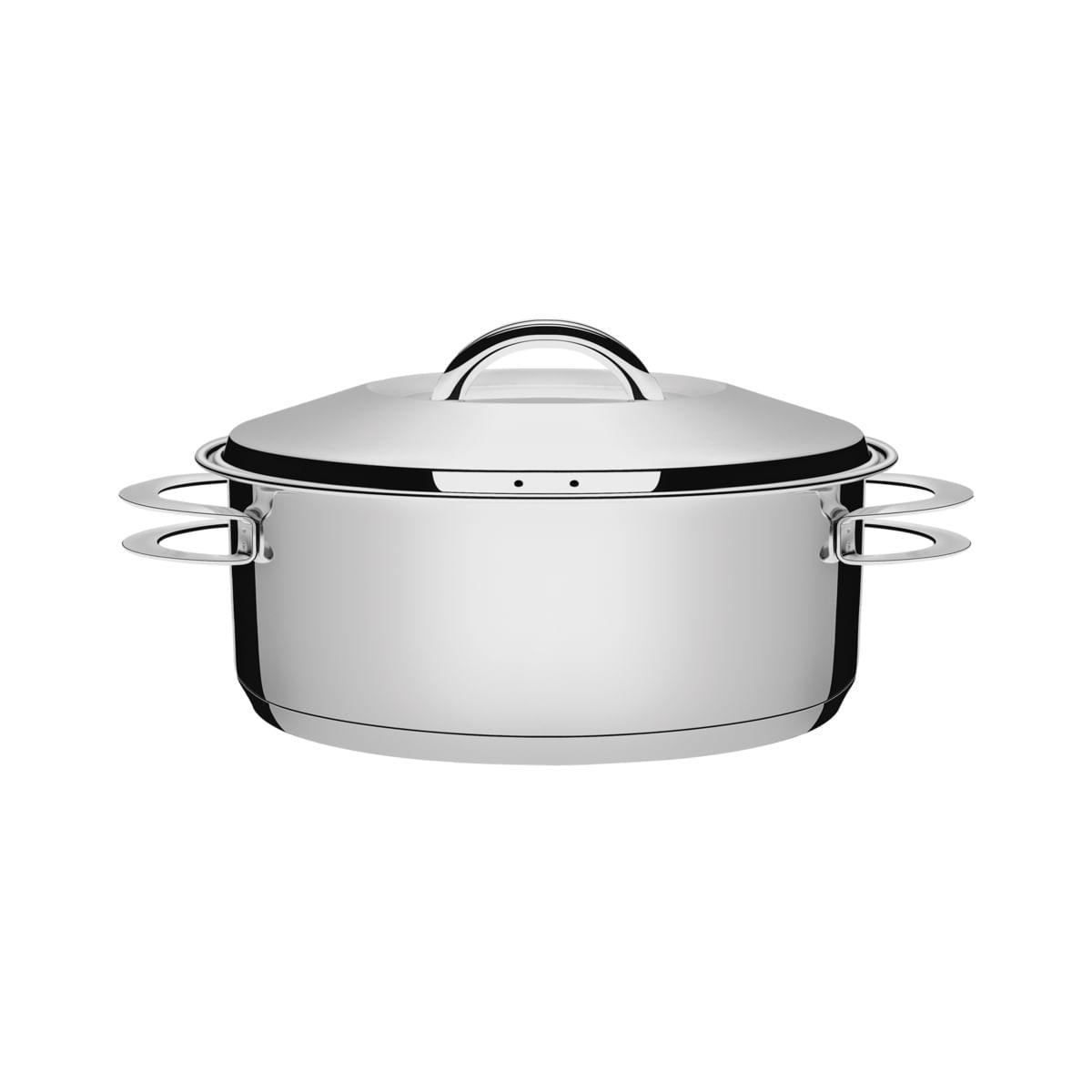 Caçarola Tramontina Solar Rasa em Aço Inox Fundo Triplo com Tampa e Alças 24 cm 4,7 L