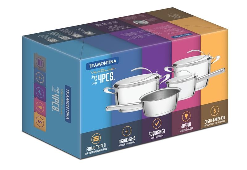 Jogo de Panelas Aço Inox 4 peças Ventura Tramontina 65360000