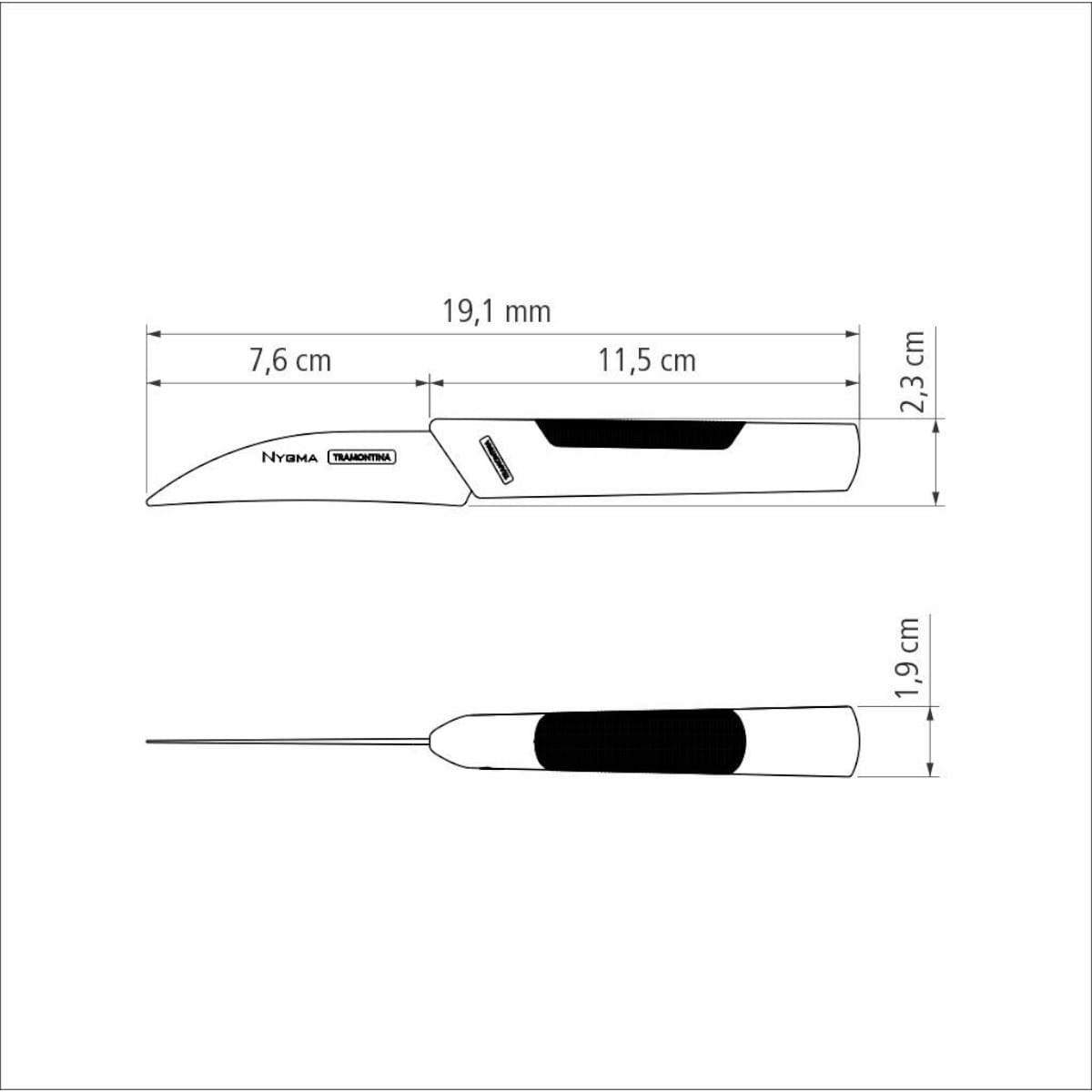 Faca para Tornear Tramontina Nygma Aço Inox e Polipropileno Preto 3"