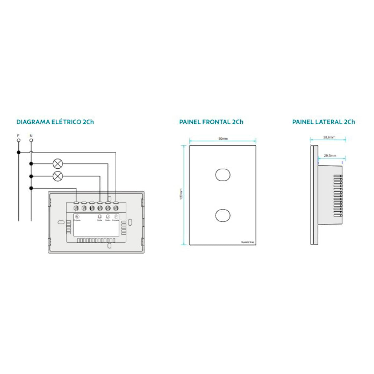 Interruptor Touch Wi-Fi Smart Tramontina Branco com 2 Canais
