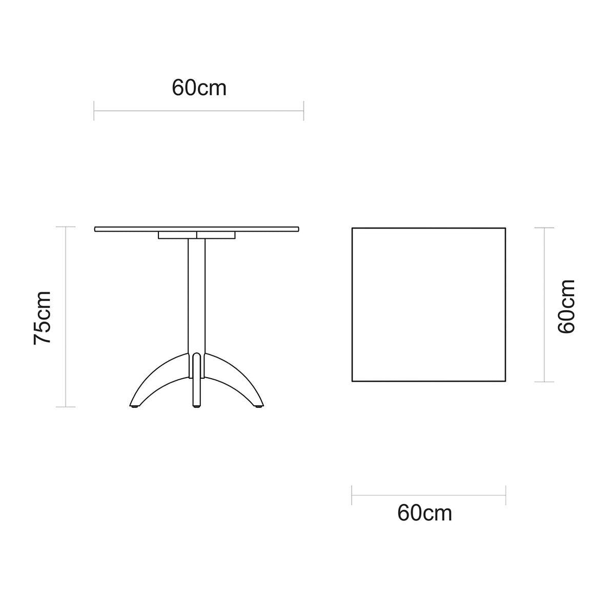 Mesa de Madeira Tauarí Tramontina 60 x 60 x 75 cm Castanho Escuro London 4 Lugares