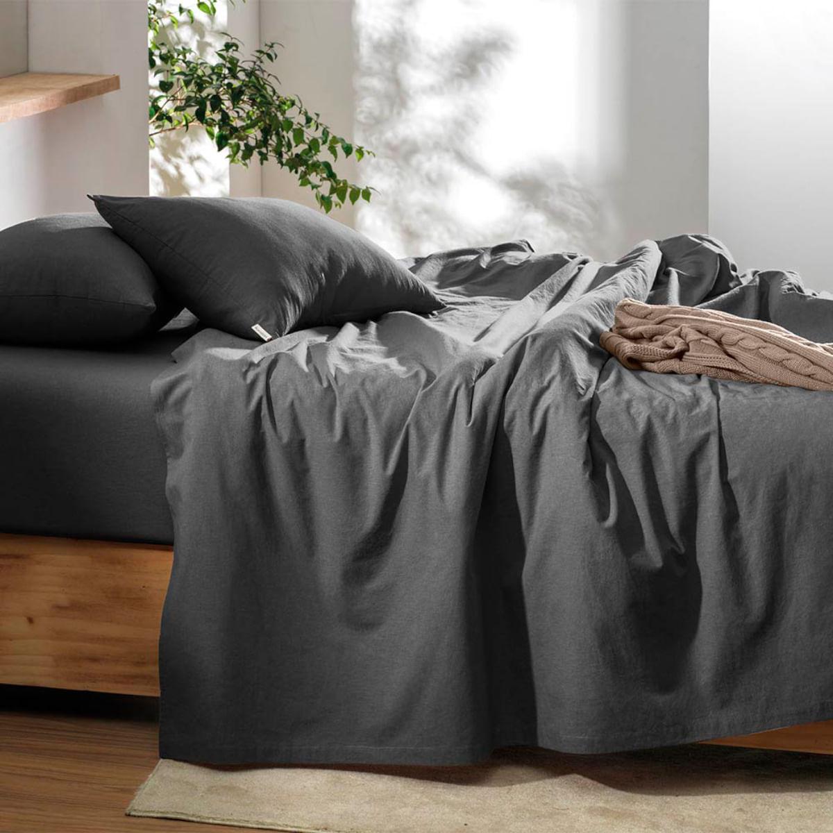 Jogo de Cama Queen 160 Fios Percal Karsten Robin Cinza