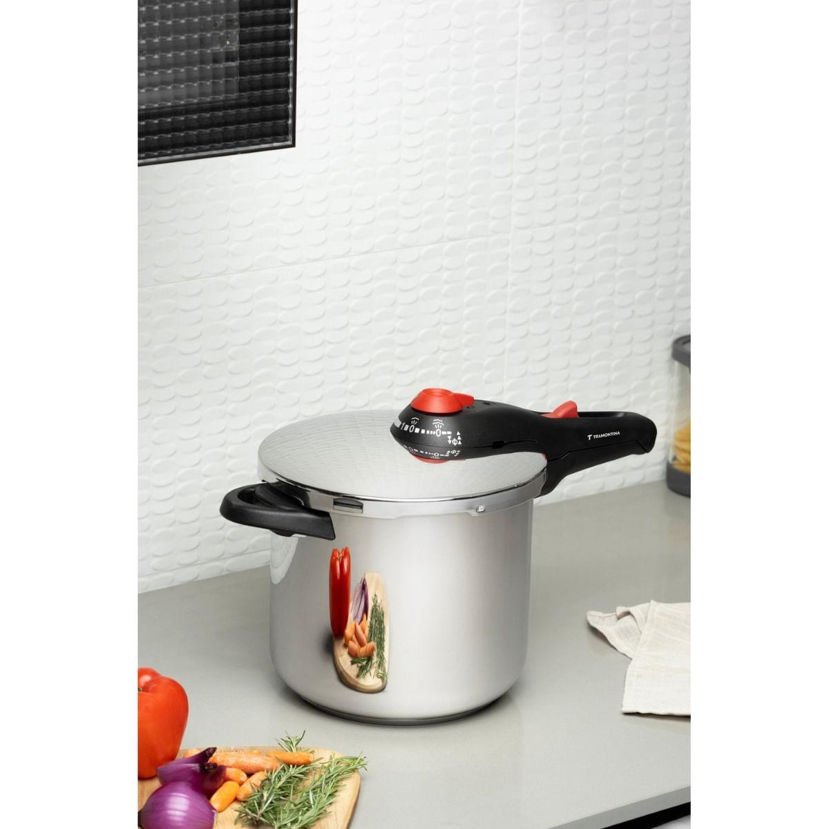 Panela de Pressão Tramontina Solar em Aço Inox 24 cm 9,5 L