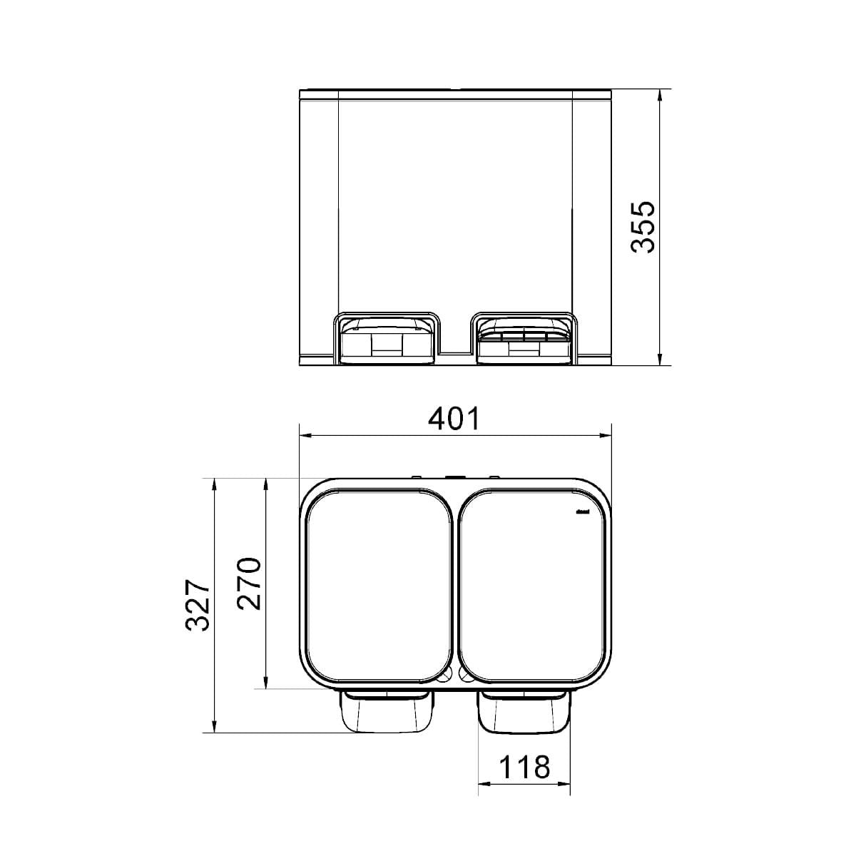 Lixeira Dupla com Pedal Piso Docol Flat 20L (10+10L) Aço Inox Balde Removível