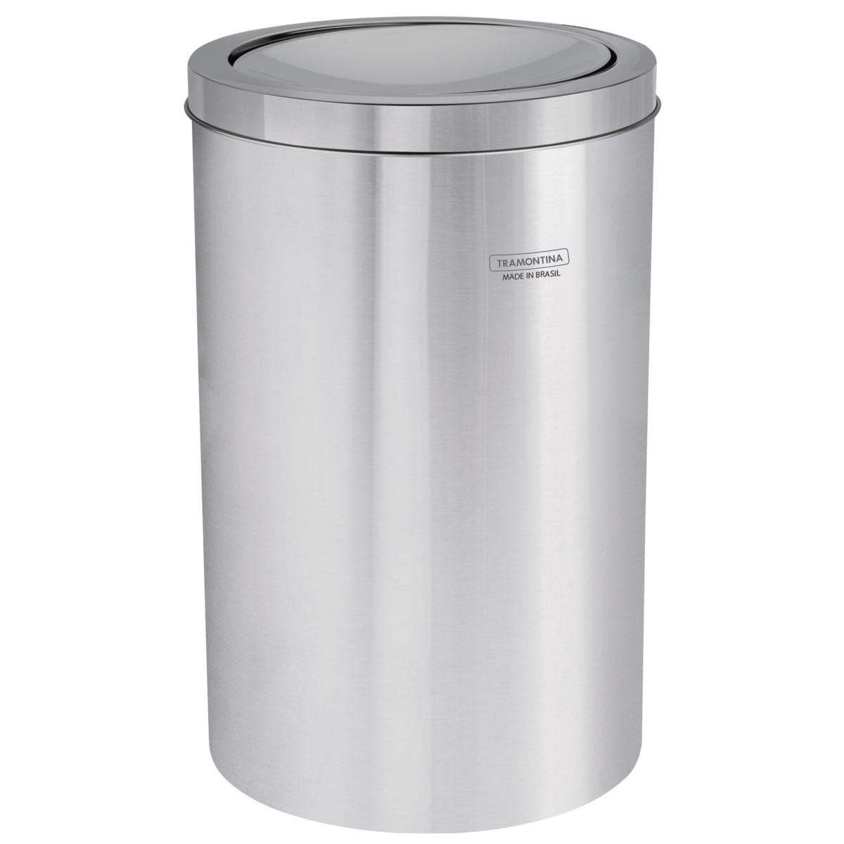 Lixeira Inox Tramontina Swing Scotch Brite e Tampa Basculante 12 Litros