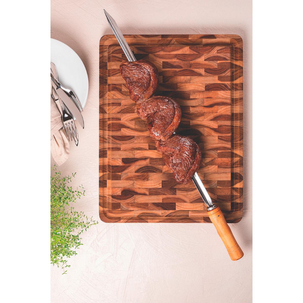 Tábua para Churrasco Tramontina em Madeira Invertida Teca 45 x 35 cm