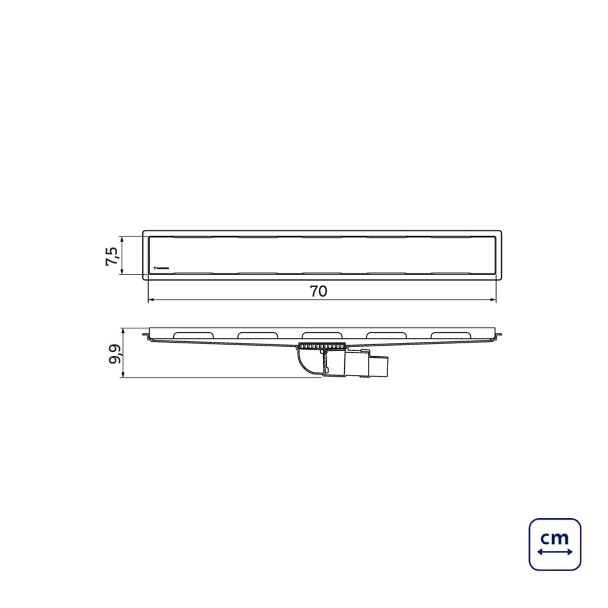 Ralo Neo Tramontina Slim com Tampa em Aço Inox 70x7,5 cm