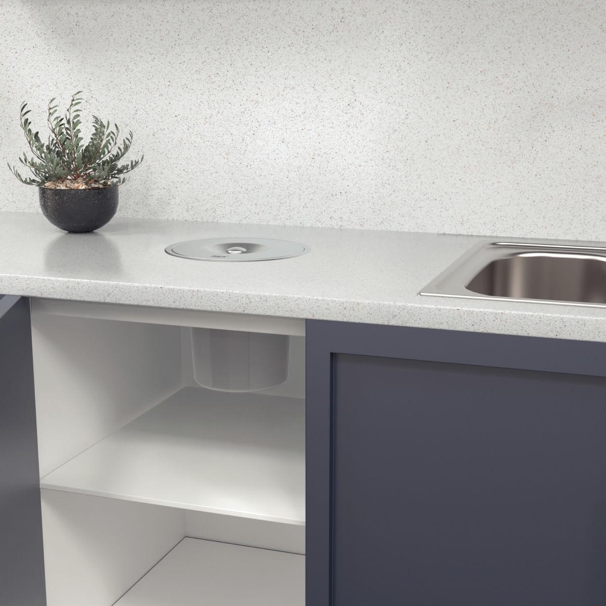Lixeira de Embutir Tramontina Clean Round em Aço Inox com Balde Plástico 5 L