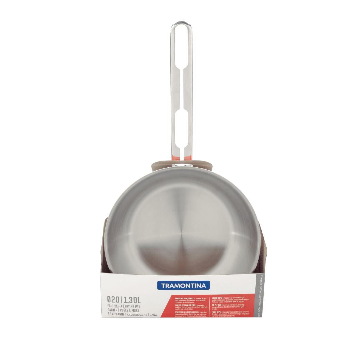 Frigideira Tramontina Allegra Aço Inox com Fundo Triplo 20 cm 1,30 L