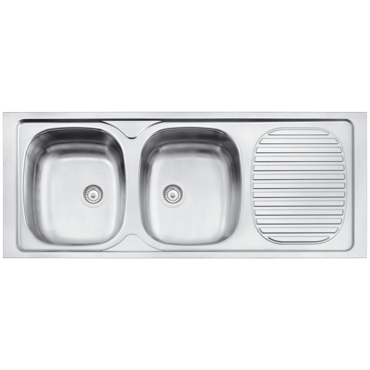 Pia de Apoio Tramontina Stratta 2C 34 R em Aço Inox 120 x 50 cm com 2 Cubas