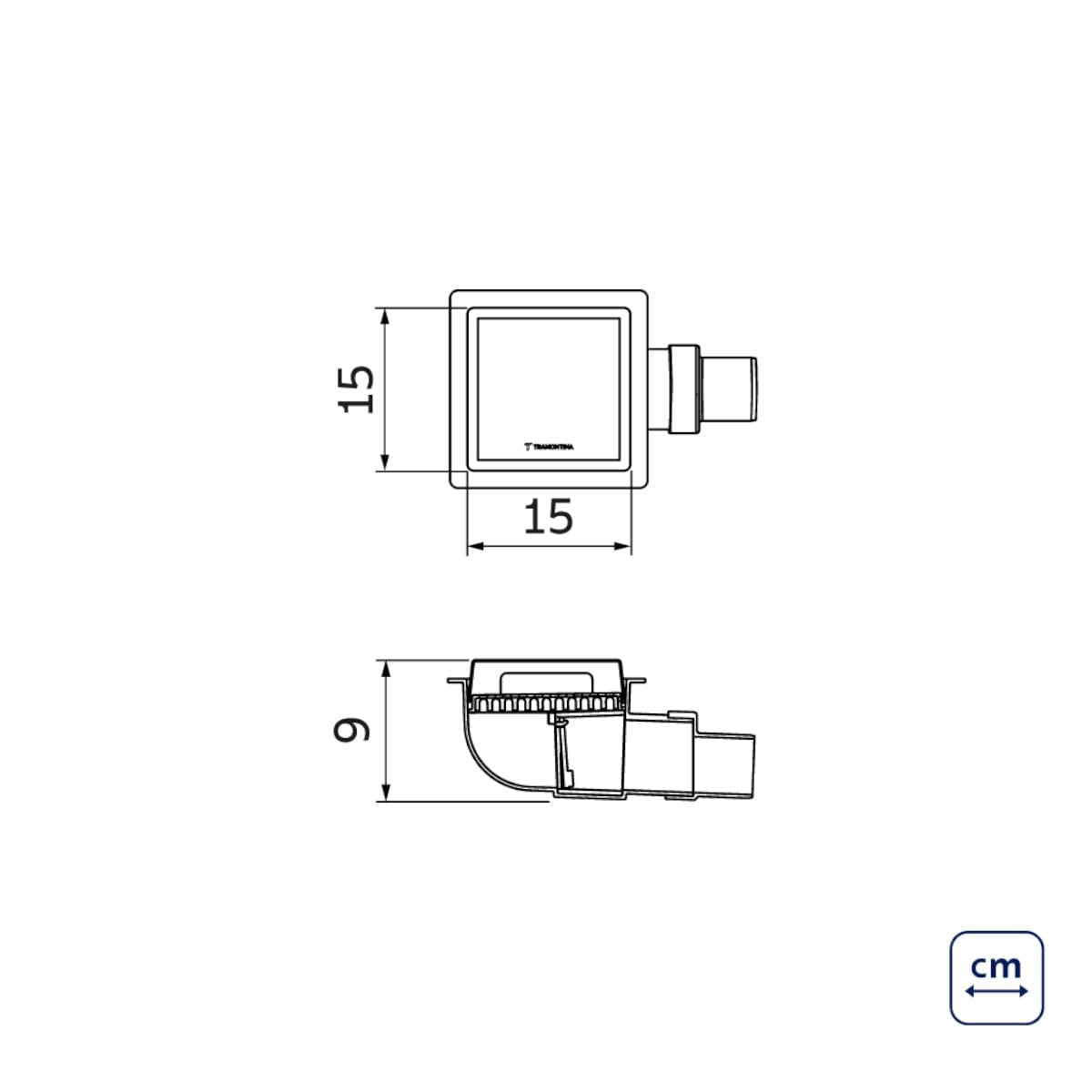 Ralo Neo Square Tramontina com Tampa em Aço Inox 15x15 cm