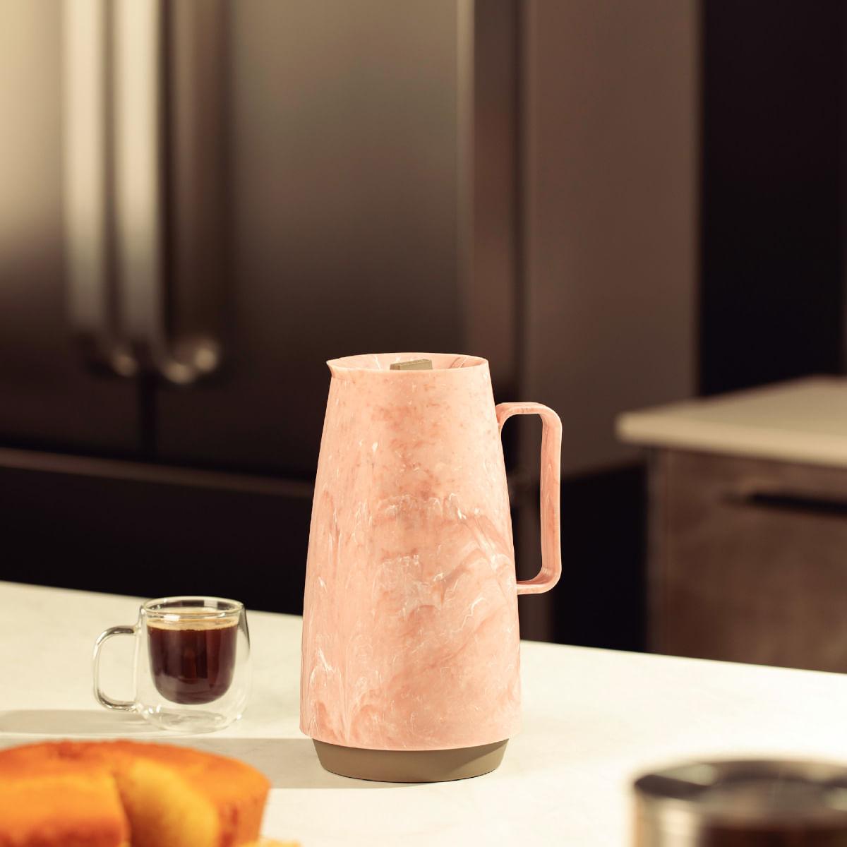 Bule Térmico Tramontina Exata em Plástico Marmorizado Rosa 500 ml