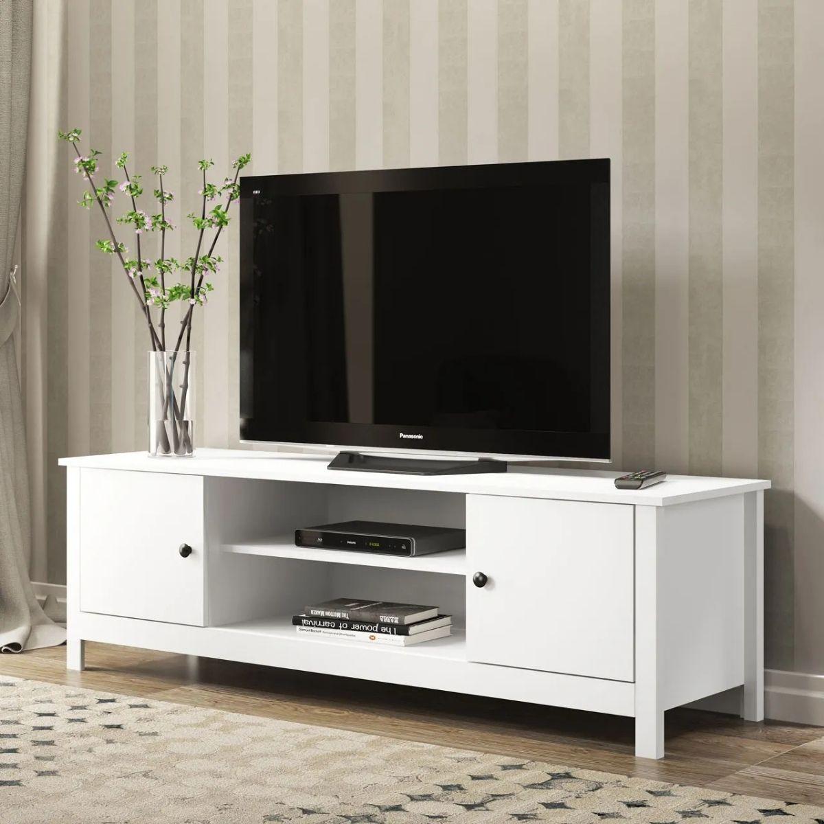 Rack para TV 2 Portas 150x44x47 cm Branco Ditália