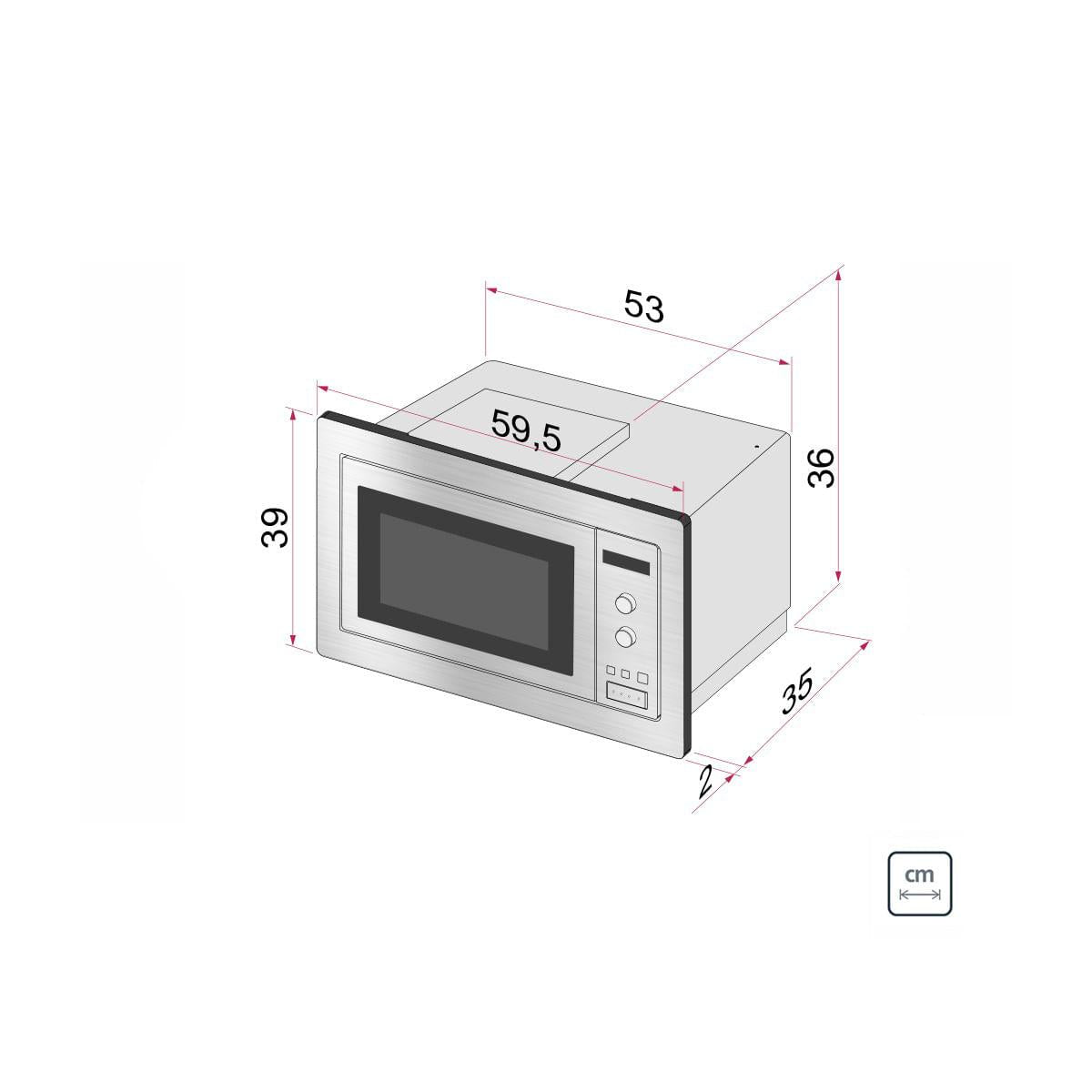 Micro-ondas de Embutir Tramontina 25 L em Aço Inox Tramontina 8 Funções 94880003