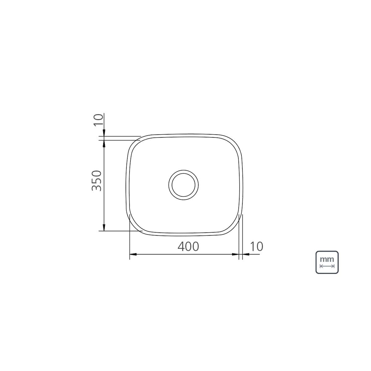 Cuba Tramontina Lavínia em Aço Inox Acetinado 40 x 35 x 19 cm com Válvula OUTLET 94900418