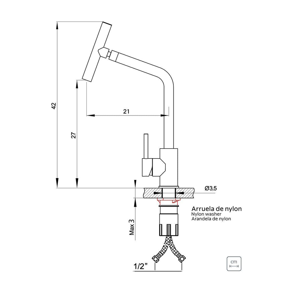 Misturador Monocomando Tramontina Versa em Aço Inox com Bica Articulada