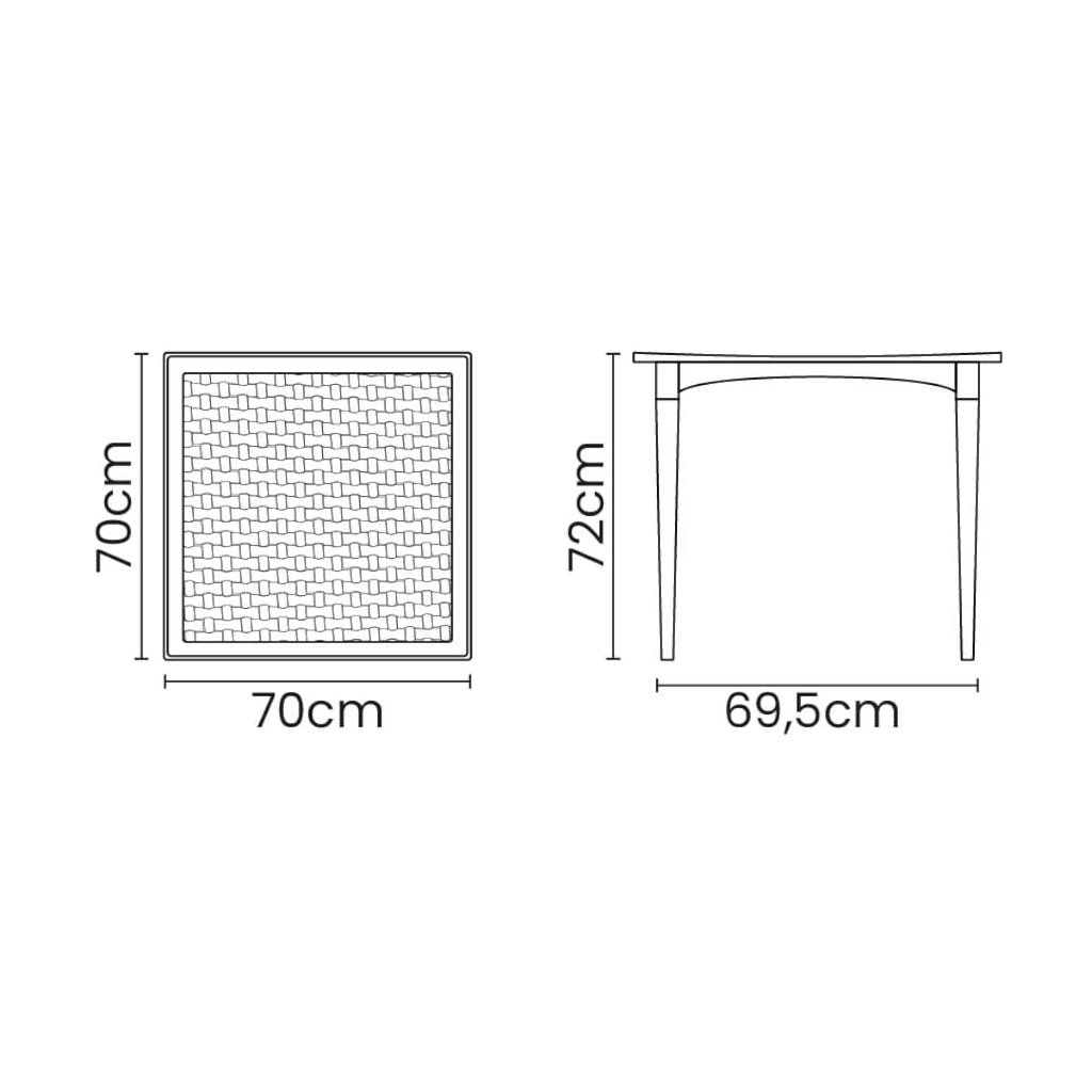 Mesa Tramontina Laura Rattan 70 cm Polipropileno Camurça Pernas Madeira
