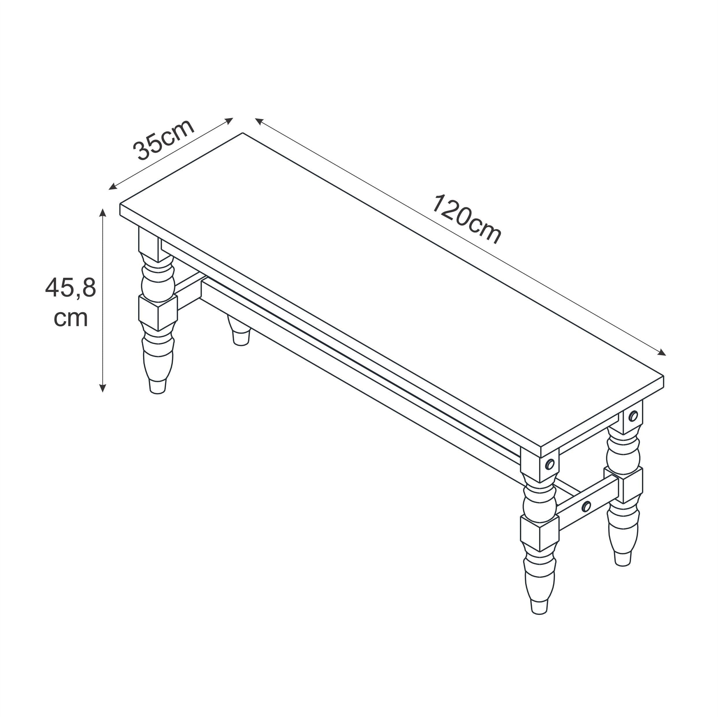 Banco Rústico em Madeira 2 Lugares Vermelho/Cera 120x35x46 cm Elliottiis