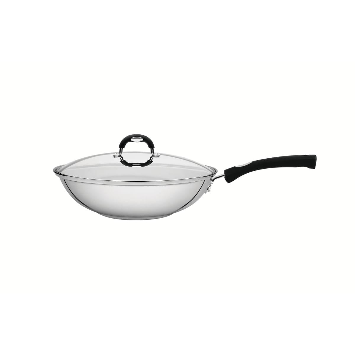 Wok Tramontina Astro Silicone 28cm 3,3L em Aço Inox Fundo Triplo Indução