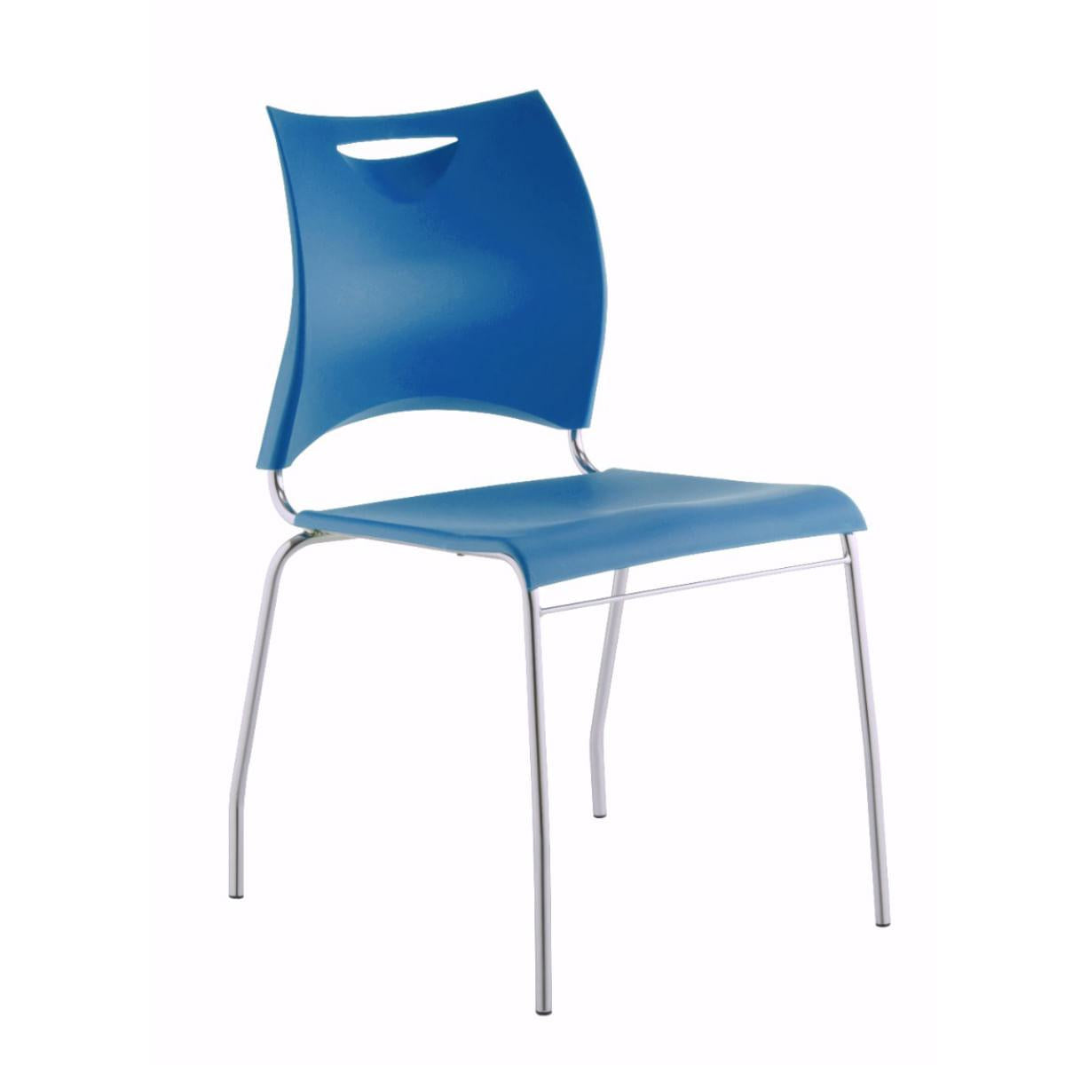 Cadeira One Cromada com Assento e Encosto em Polipropileno Azul Roal