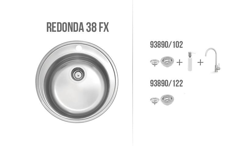 Cuba de Sobrepor Redonda Inox Acetinado 38 FX 48x48cm Com Acessórios Tramontina 93890102