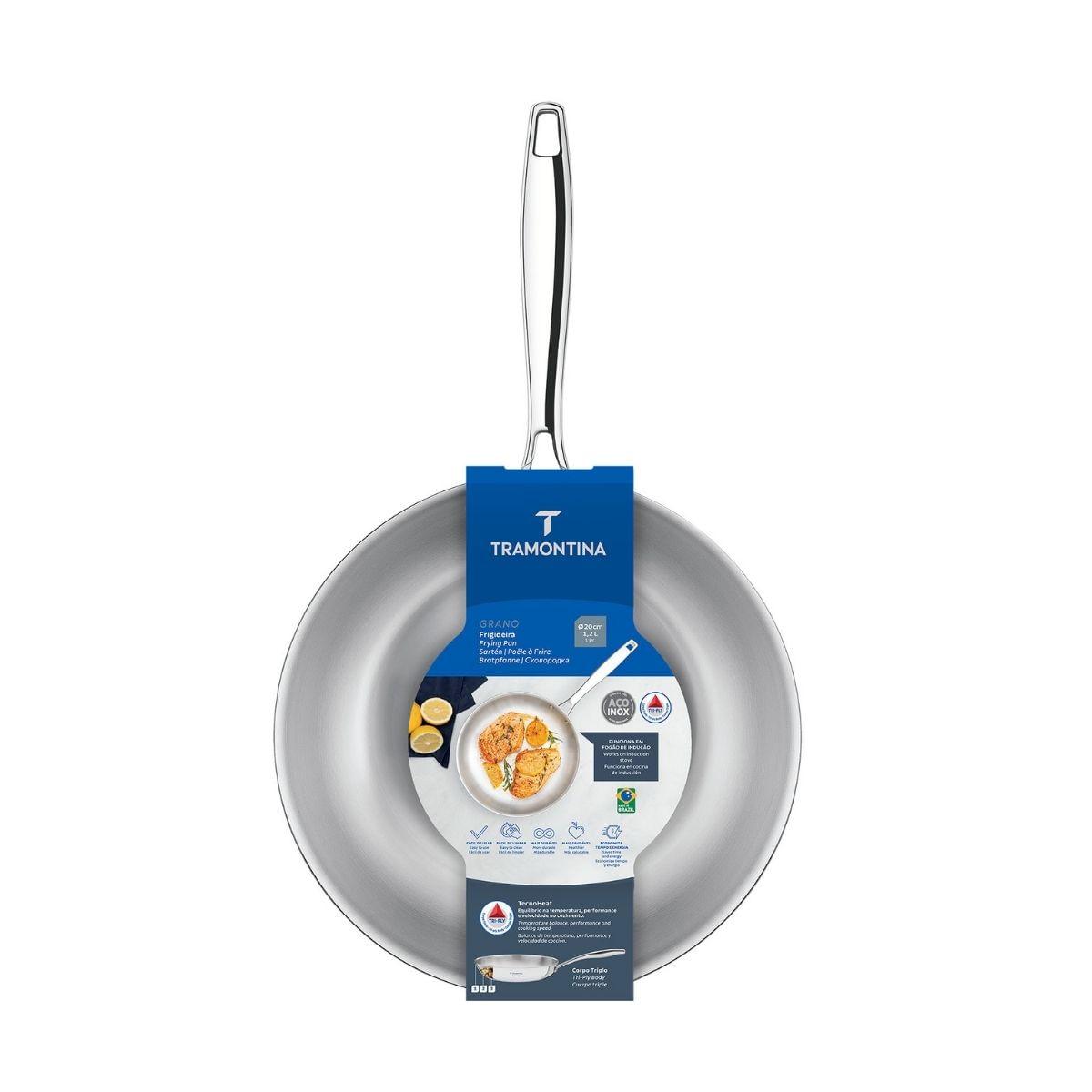 Frigideira Tramontina Grano Aço Inox e Corpo Triplo 20 cm 1,2 L