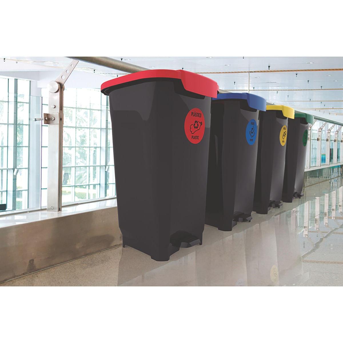 Lixeira T-Force 50 Litros Preta com tampa Amarela Tramontina 92813099