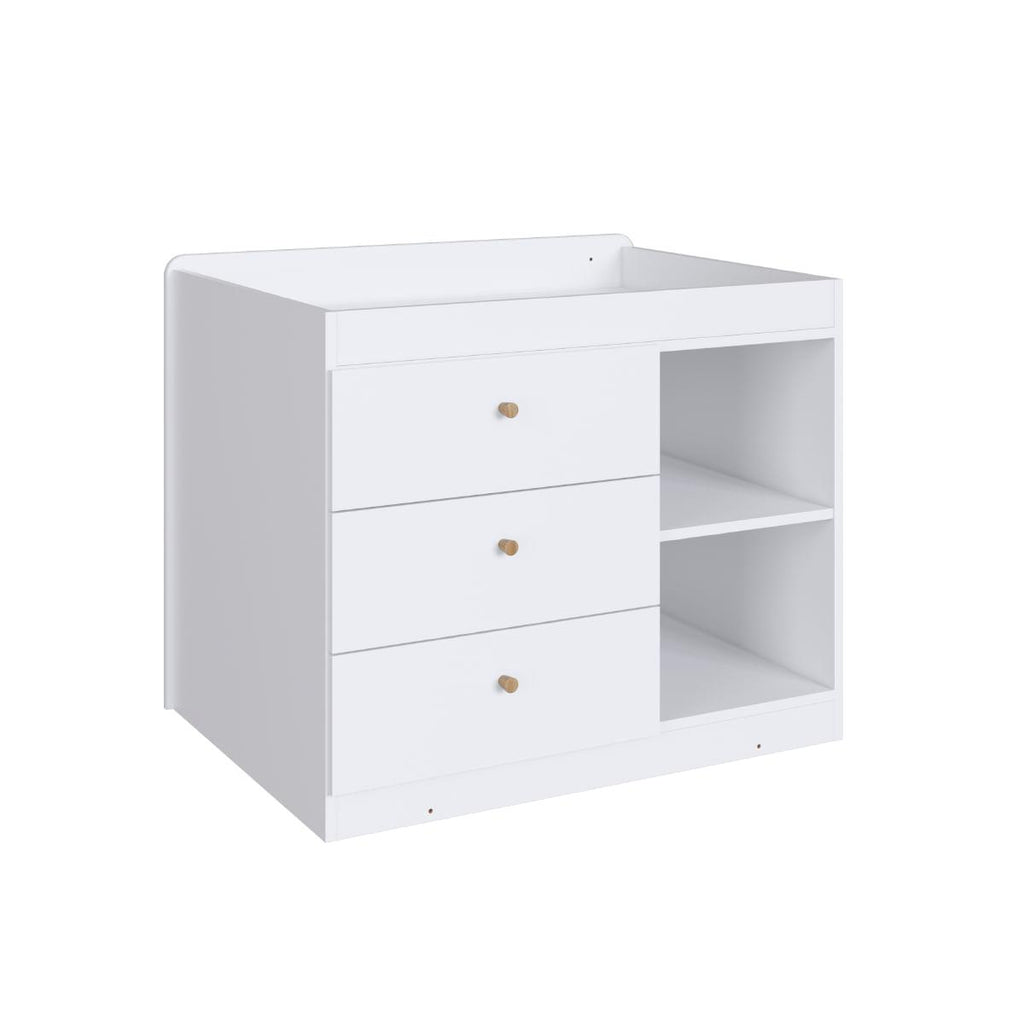 Berço Cama com Cômoda e Cama Auxiliar Branco Completa Móveis