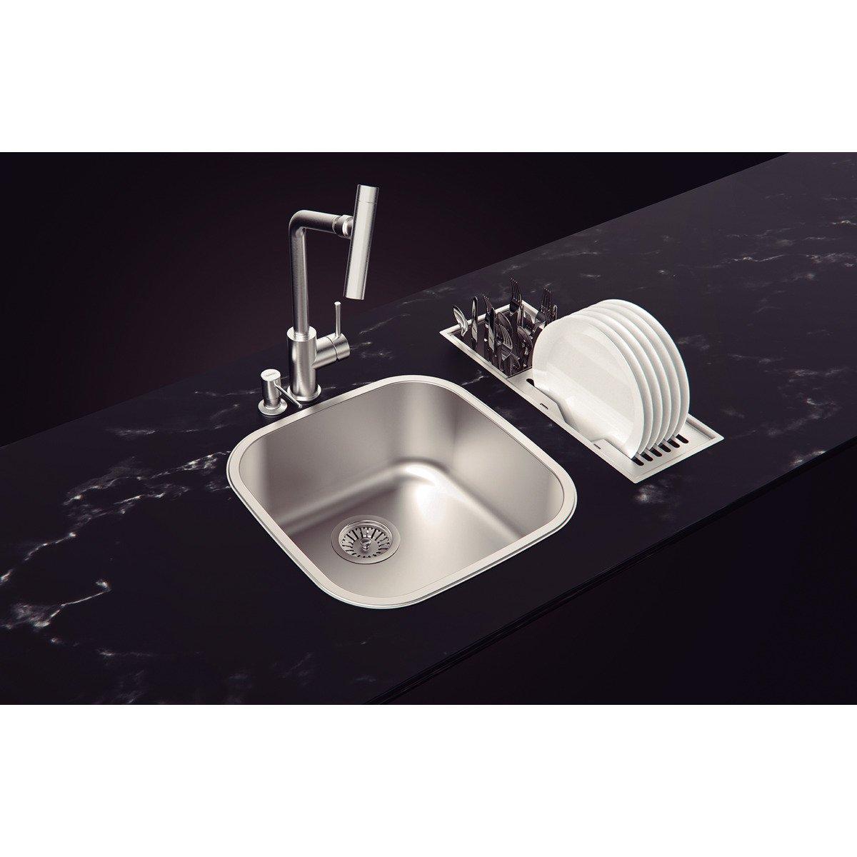 Escorredor Porta Talheres Tramontina em Aço Inox Scotch Brite para Sobrepor no Escorredor de Embutir 15x16 cm