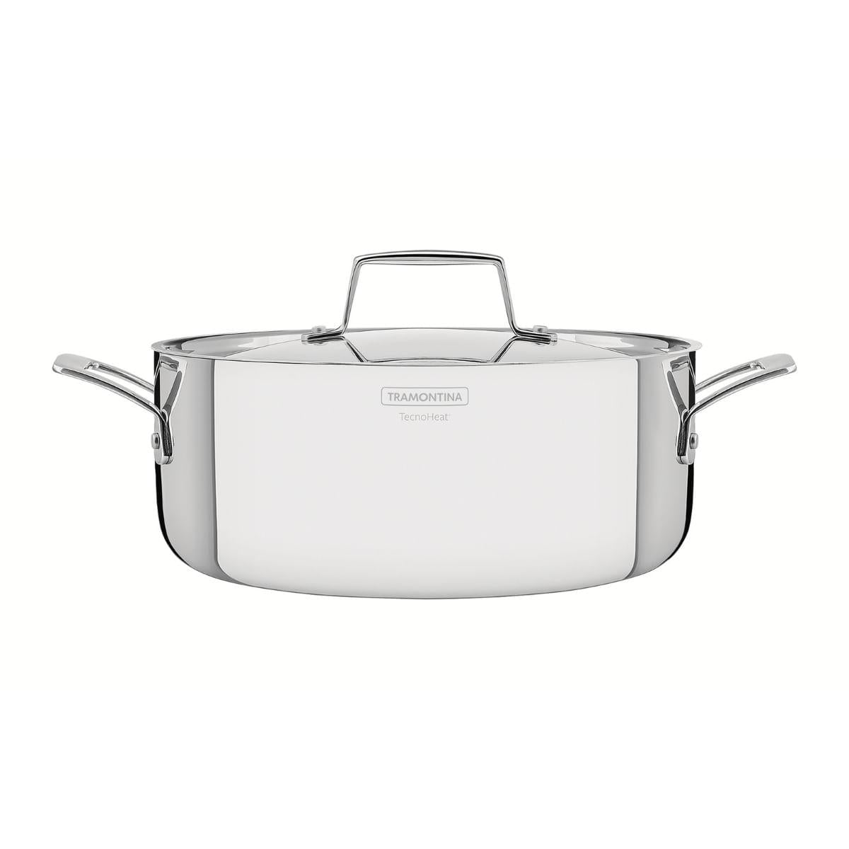 Caçarola Rasa Tramontina Grano em Aço Inox 24cm 4,7L Indução