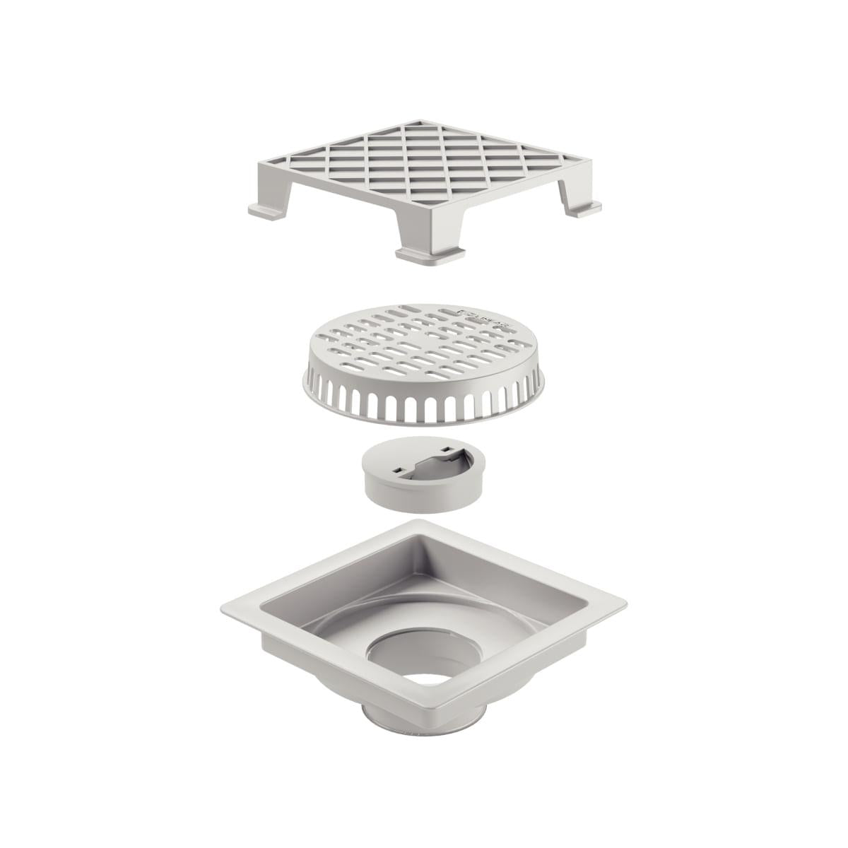 Ralo Oculto Tramontina Square Hide em PVC 10 x 10 cm