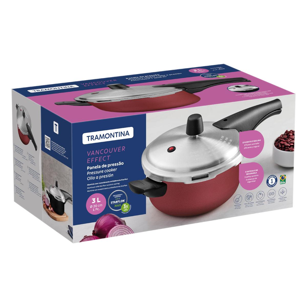 Panela de Pressão Tramontina Vancouver Alumínio Antiaderente Starflon Max Vermelho 20cm 3L