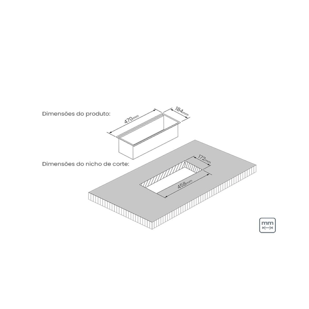 Canal Organizador em Aço Inox Tramontina para Sobrepor com Acabamento Scotch Brite 45x18 cm