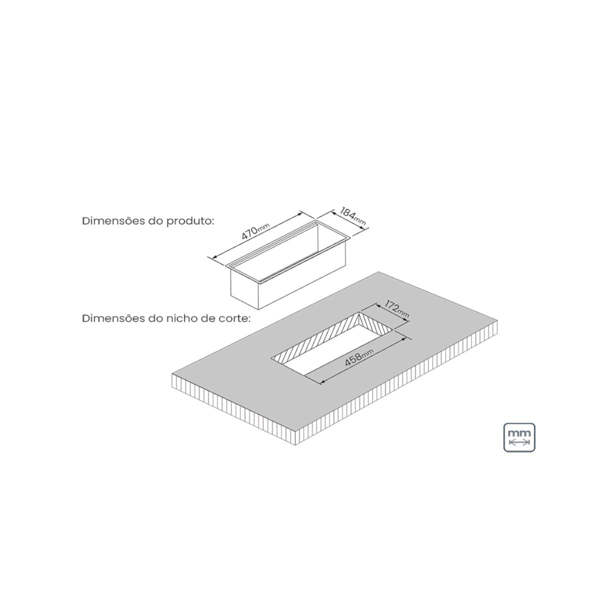 Canal Organizador em Aço Inox Tramontina para Sobrepor com Acabamento Scotch Brite 45x18 cm
