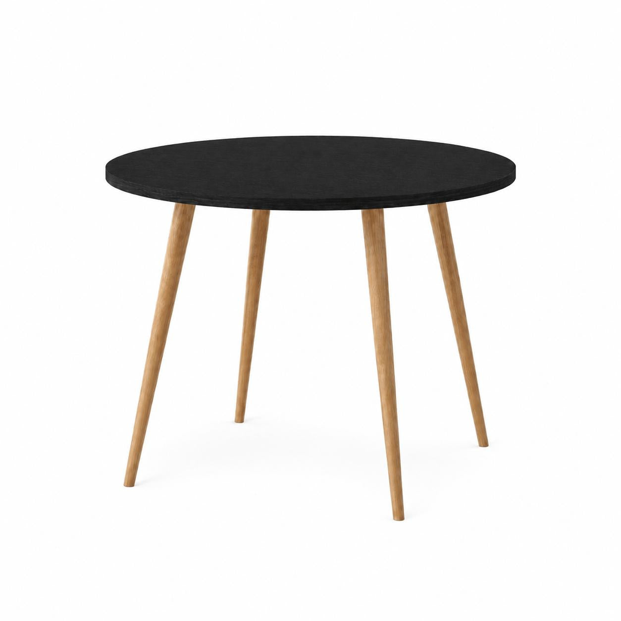 Mesa Jantar Sofia Redonda 80cm Preto Trama 18mm Pés de Madeira Natural Marin