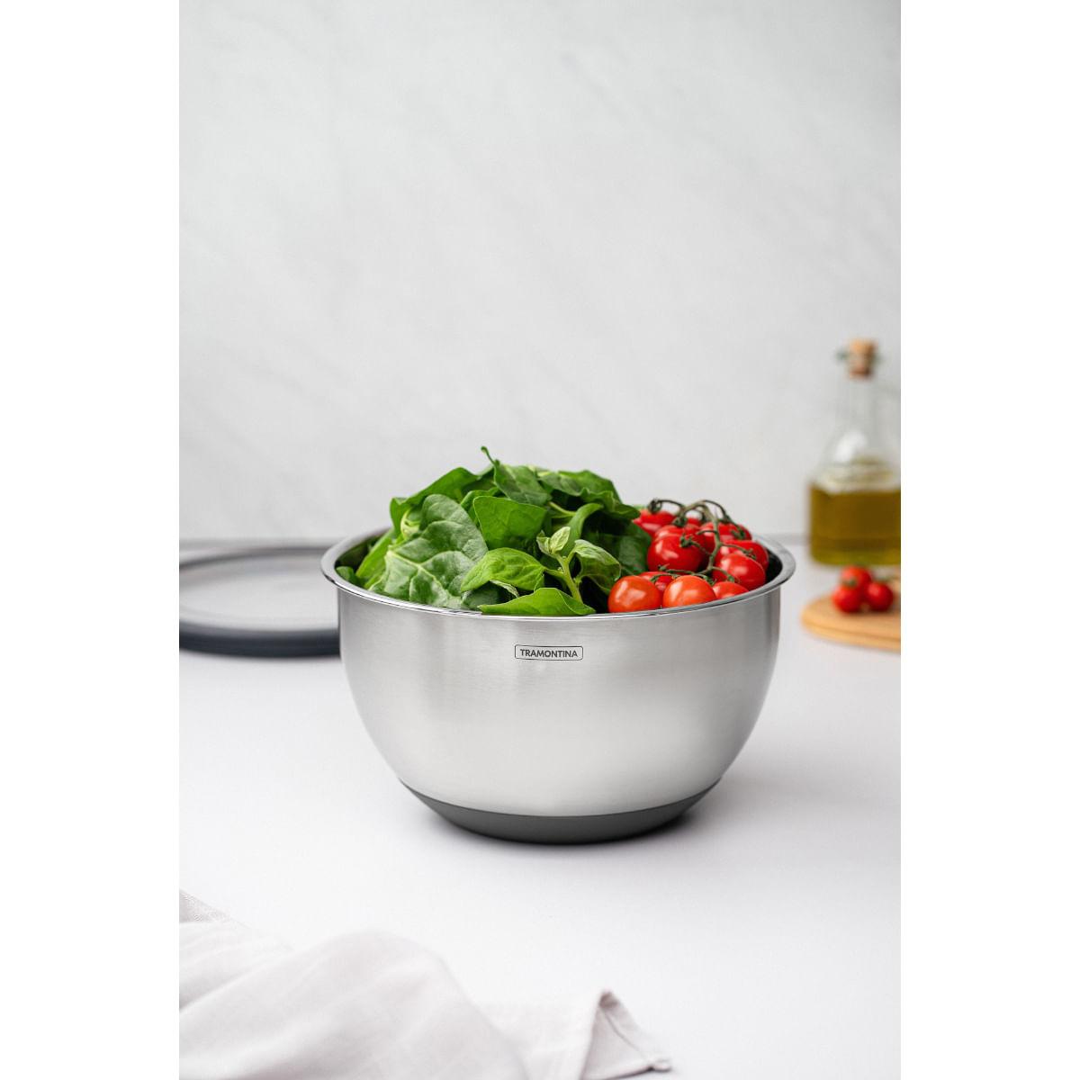 Bowl Tramontina Cucina em Aço Inox com Tampa Plástica 25 cm 5 Litros