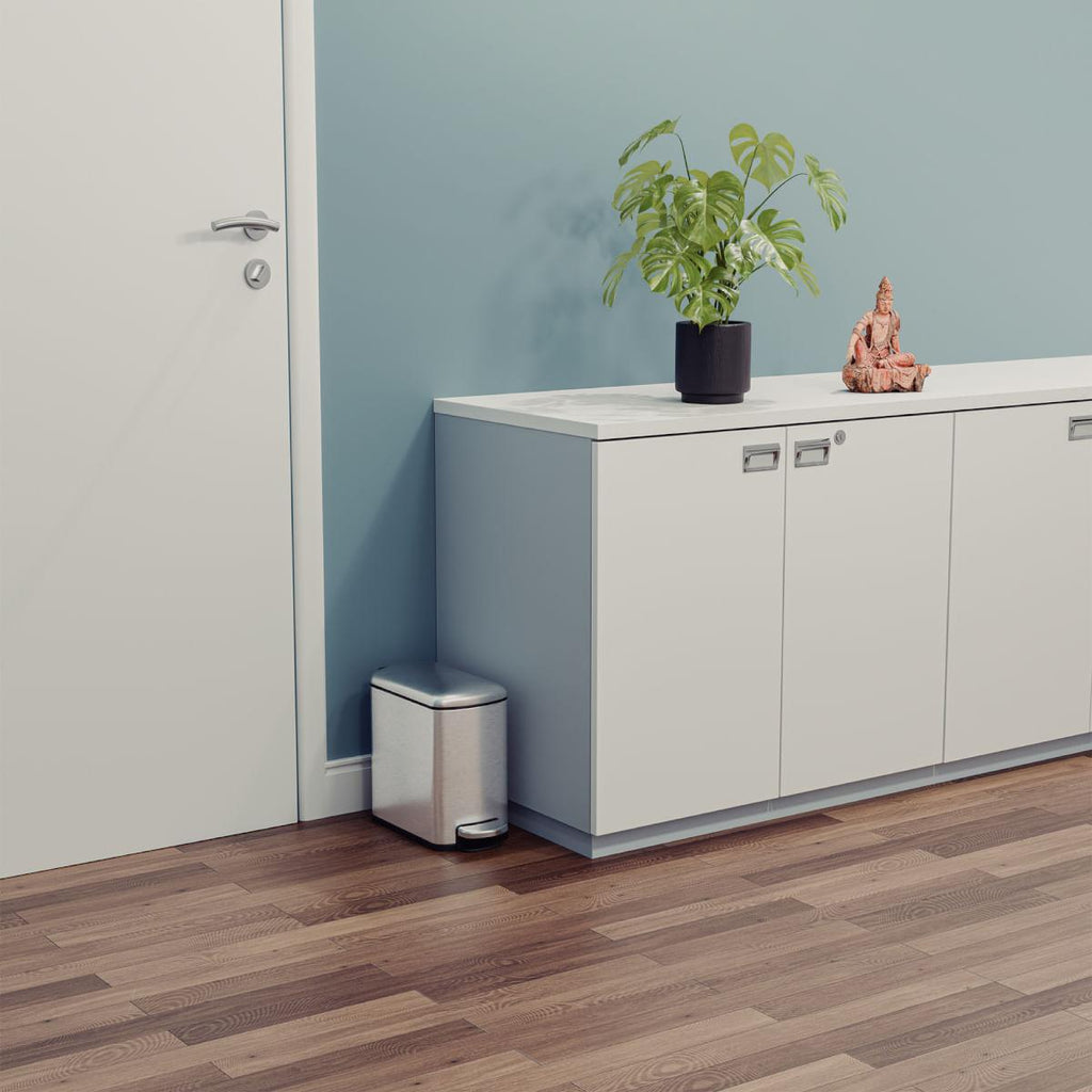 Lixeira Tramontina 6 Litros Tipo D Slim com Pedal em Aço Inox Scotch Brite