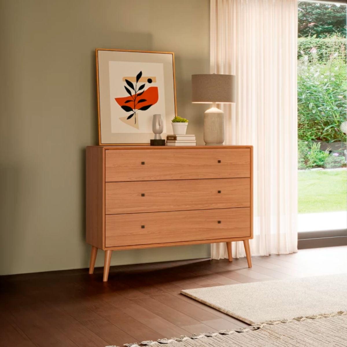 Cômoda 3 Gavetas em MDF Nature Freijó 110x95x50 cm Dalla Costa TW50JJ