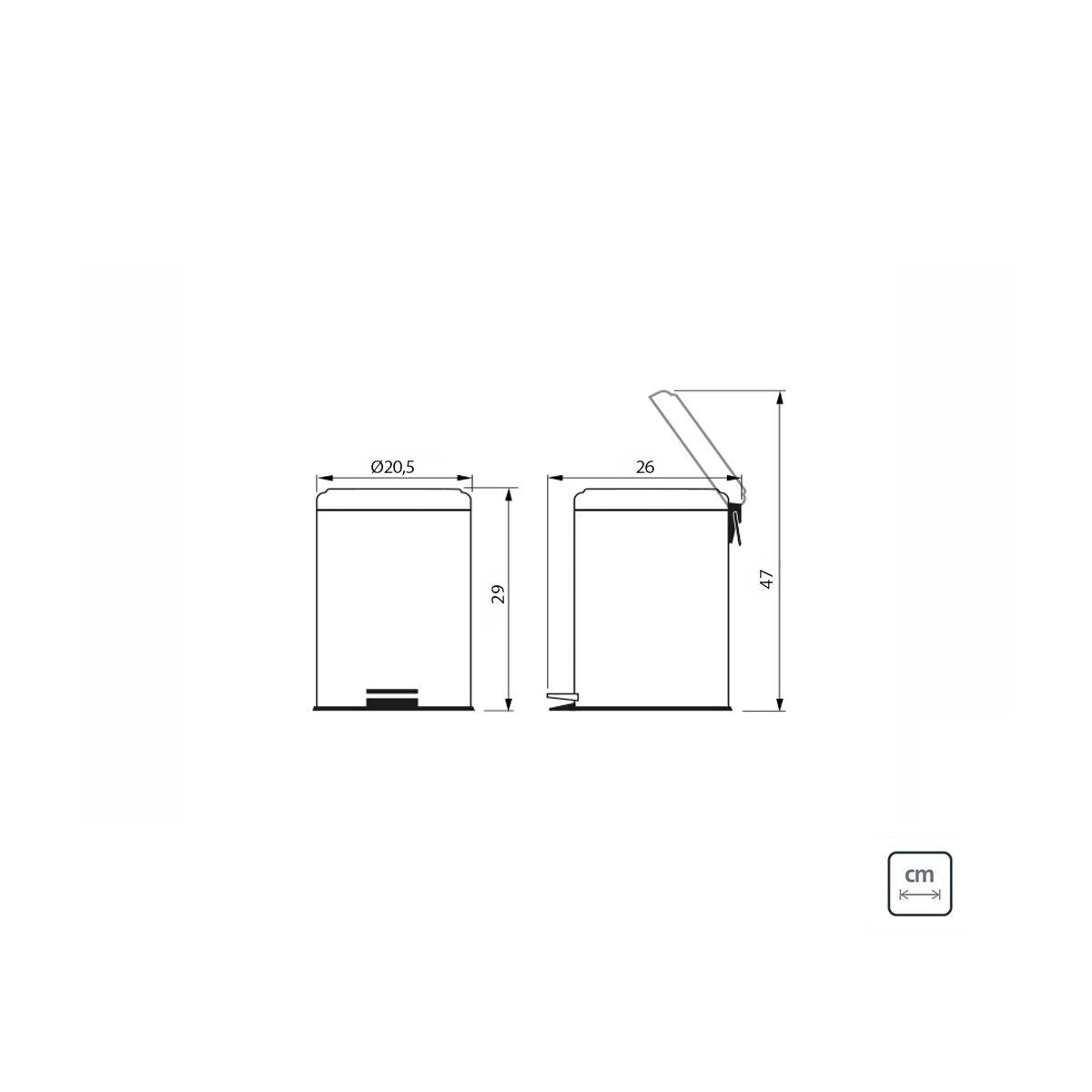 Lixeira Inox com Pedal Tramontina Brasil 5 L com Acabamento Polido e Balde Interno