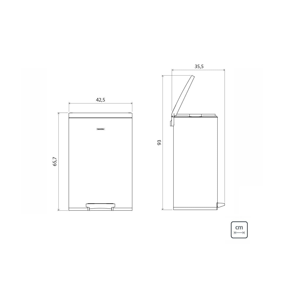Lixeira Inox com Pedal Tramontina Tipo D New com Acabamento Scotch Brite e Balde Interno Removível 50 L