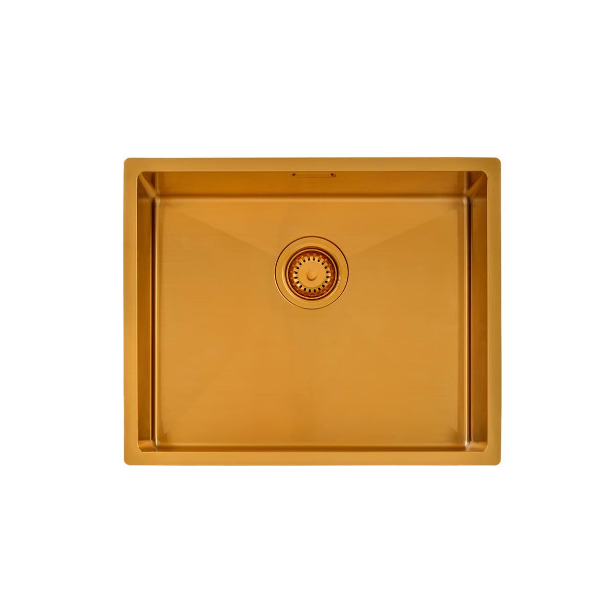 Cuba Tramontina Quadrum 50 em Aço Inox com Revestimento PVD Gold 50 x 40 cm OUTLET