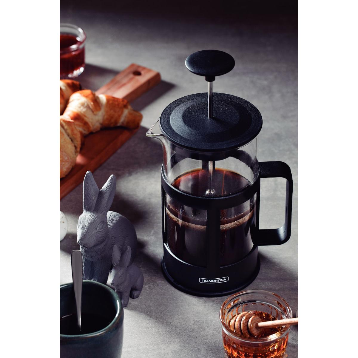 Cafeteira Francesa Tramontina em Vidro e Polipropileno Preto 600 ml