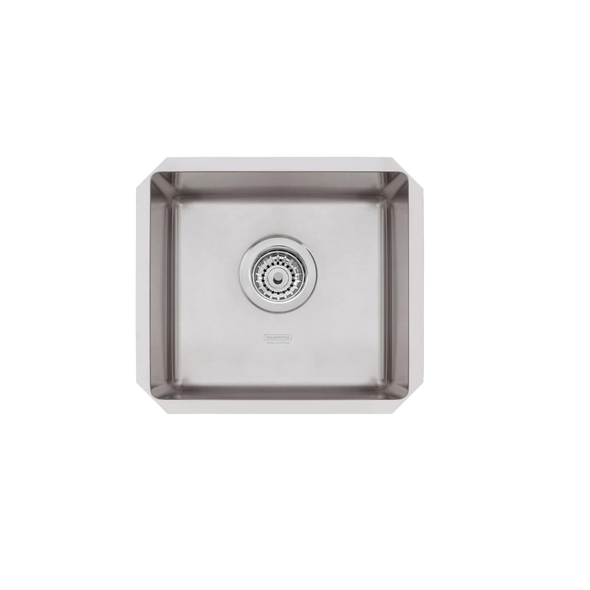 Cuba de Embutir Quadrum Auxiliar 34 U Undermount Tramontina 34 x 30 x 17 cm em Aço Inox Scotch Brite com Válvula OUTLET