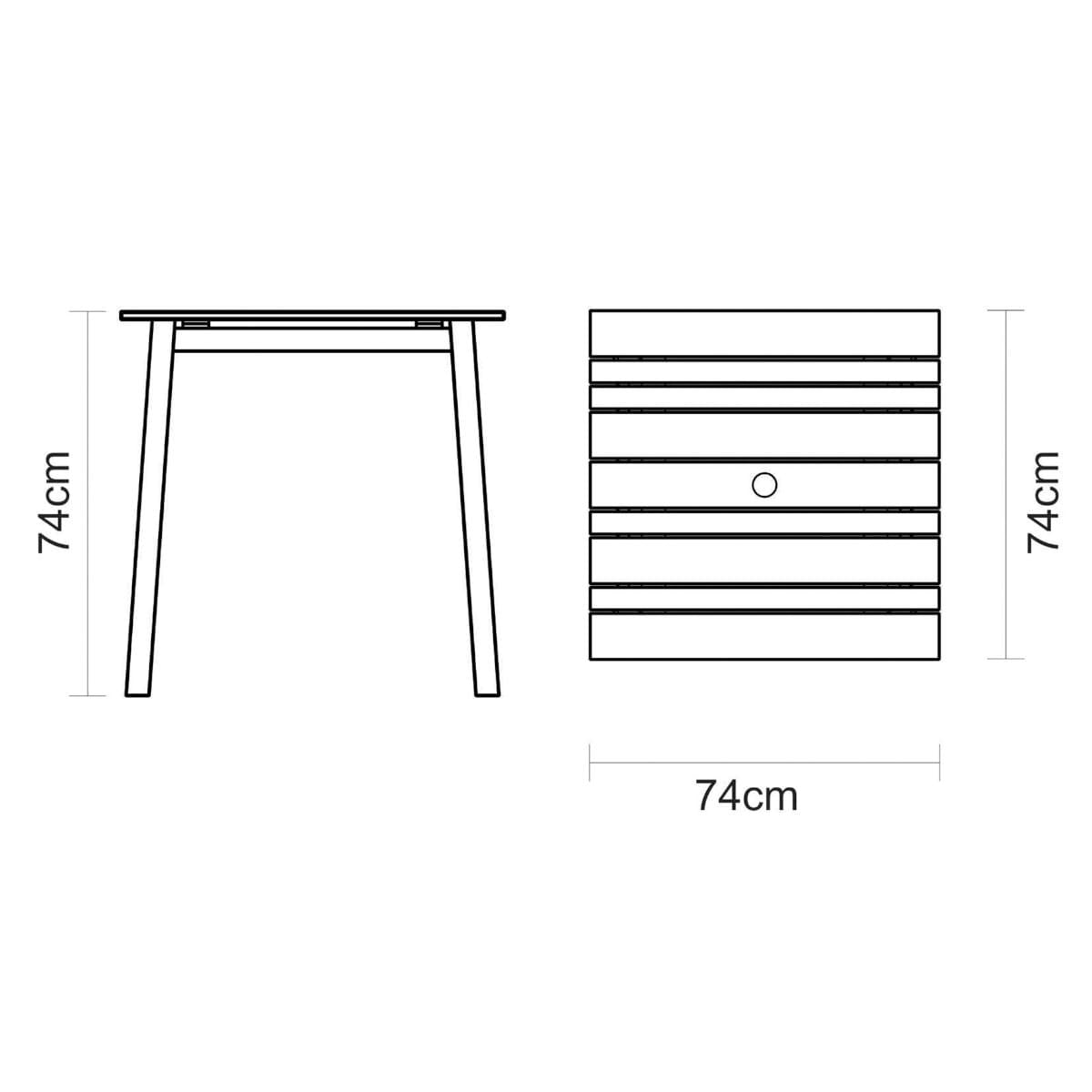 Mesa Quadrada Tramontina Verona em Madeira Teca Verniz 74 cm