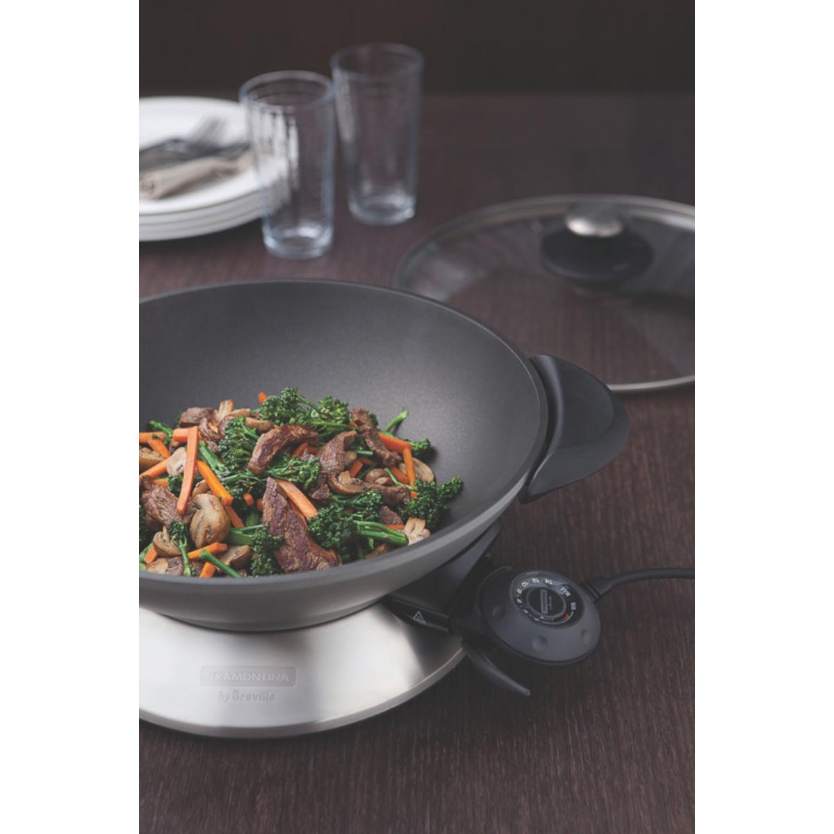 Panela Elétrica Tramontina by Breville Wok Chef em Alumínio Fundido com Tampa de Vidro 6 L 220 V