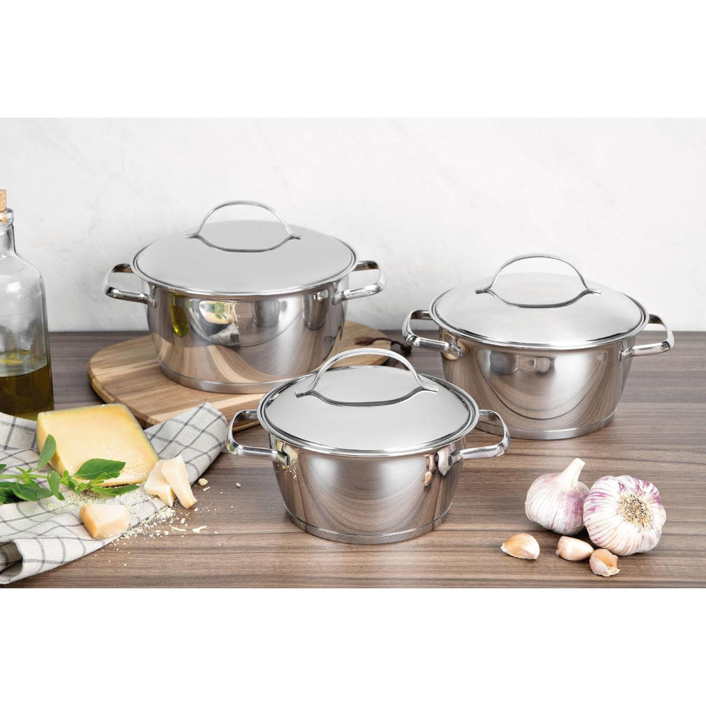 Caçarola Funda Tramontina Allegra Aço Inox Fundo Triplo 20 cm 3,1L