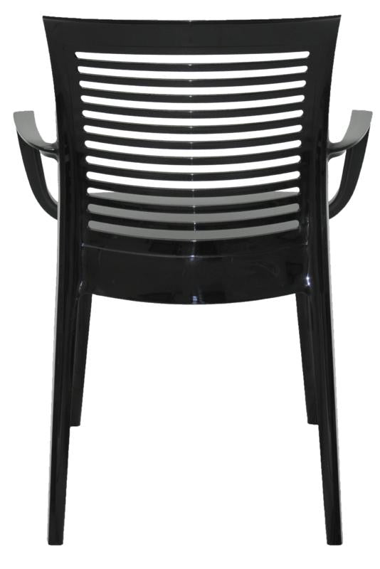 Cadeira Victória encosto vazado horizontal com braços preta Tramontina 92042009