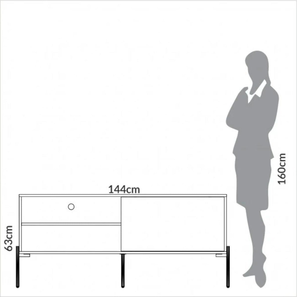 Rack para TV 144 cm com 1 Porta de Correr Florença Freijó Off White Dalla Costa